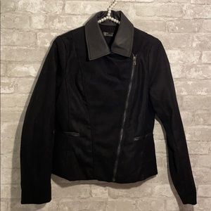 Trendology Moto Jacket Leather Trim Black